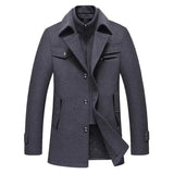 Men Winter Wool Coat Men's Fashion Brand Comfortable Warm Thick Wool Blends Woolen Pea Coat Male Trench Coat