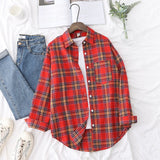 Plaid Shirt Women 2021 New Spring Autumn Womens Tops Loose Design Style Lady Casual Long Sleeve Blouse Clothes