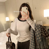 The Color Mousse Cashmere Draped Rope Pleated Long-Sleeved T-Shirt Women's Autumn And Winter New Short Style Underwear-Outfit