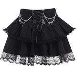 Summer New Halloween Party Fashion Build Chain Cross Double Gothic Half Skirt Woman-Outfit