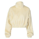 Lambswool Short Coat Teddy Faux Fur Women Crop Coats Zipper Loose Outwear Streetwear 2020 Autumn Winter Jacket