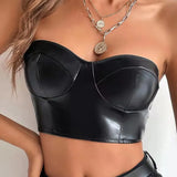 Toloer Batch Of New Solid Color Bright Face Skin Wrapped Chest Short Crop Women's Small Vest Woman-Outfit