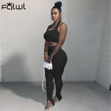 Women Streetwear Bodycon Halter Crop Top And Sweatpants Matching Sets 2 Two Piece Set Ladies Outfit 2021 Female