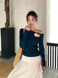 Special Price Does Not Return] Xiu Xixi Autumn Shoulder Wool Bottom Shirt Long-Sleeved Knitted Shirt Women's Top