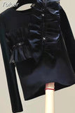 Shirts for Women Ruffles Patcheork Tshirt Fashion Sequins Y2K Tops White Black T-shirts Ropa Mujer Korean Summer