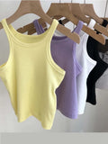 Women Tank Tops Sexy Cropped Top Female Women Summer Camisole Camis Black White Sport Clothes For Women-Outfit