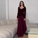 Autumn New Style Splicing Fake Two Elegant Long Dress