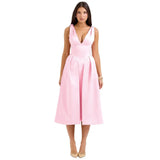 Summer New Body-Body Sling Dress Stylish Solid V-Neck Temperament