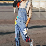 Rompers Fashion Denim Bib Pants Sexy Long Rompers Bib Pants Jumpsuits Summer Wide Leg Jeans Overalls Ladies