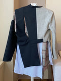 Patchwork Blazers For Women Notched Collar Long Sleeve Colorblock Blazer Female Spring Clothing New 2022