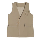 Vintage Glossy Shirt Dresses For Women Korean Bow Peter Pan Collar Flare Sleeve Dress+Sleeveless Blazer Vest 2 Piece