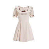 Elegant Vintage Mini Dress Women 2022 Summer Short Sleeve Kawaii Clothing Lolita Party Dress Bow One Piece Dress