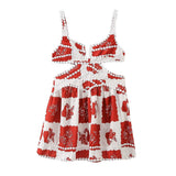 Retro Sexy Red Lattice Print Side Of The Waist-In-Scuttered Sling