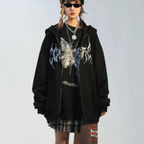 Women Hip Hop Streetwear Hoodies Women Jacket butterfly Print Coat Goth Harajuku Y2k aesthetic Clothes grunge Punk Jacket