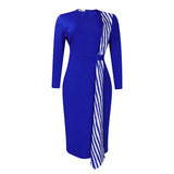 African Plus-Size Women's Dress 2025 New Temperamental Fashion Kitted Thin Round-Neck Pencil