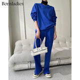 2022 Women Cotton Sweatshirt Suit Oversized Sets Female Stylish O Neck Loose Sweatshirt + Long Pants Suits