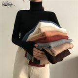 Winter Korean Women Pullover Sweaters Slim Women Turtleneck Basic Tops Casual New Knitted Sweater Soft Warm Jumper