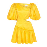 Hollow Out Sexy Dress For Women Skew Collar Puff Sleeve High Waist Mini Summer Dresses Female Fashion New