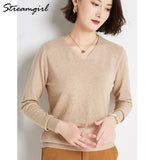 Women's Sweater 2021 White Jumper V Neck Ladies Winter Clothes Women Sweater Knitted Pullovers Sweaters For Women Fashion