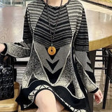 E-Commerce Spring And Autumn Wear Loose Sweater Sweater Hit Color Dress Women-Outfit
