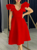 Summer New Lotus Leaf Side High-Waist A-Shaped Dress Party