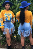 Print Cropped Sweat