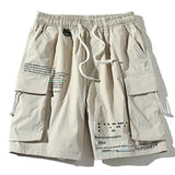 Men Cargo Shorts Summer New Men's High Street Letter Casual Shorts Drawstring Pocket Knee Length Shorts