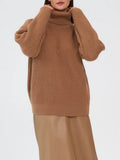 Thick Winter Sweaters Womens Oversized Pullovers Warm Jumper Loose Solid Green Sweaters For Women Turtleneck