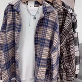 Thick Hair This Plaid Shirt Women Loose Long Autumn And Winter New Hong Kong Taste Shirt Coat