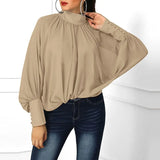Sexy Women Blouse Long Lantern Sleeve V Neck Shirt Office Ladies Top 2021 Spring Casual Loose Polyester