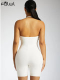 Summer Streetwear Rompers Playsuits Halter Backless Rompers Womens Jumpsuit White One Black Piece Outfits Bodycon