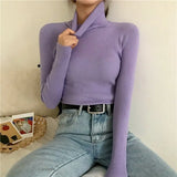 Solid Color Basic Versatile Turtleneck Sweater Thick Winter Long Sleeve Classic Knitted Bottoming Shirt Women Top