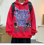 Devil Print Winter Hoodie Women Pullovers Casual Harajuku Hip-Hop Sweatshirt Warmth Oversized Hoodie Men'S Anime
