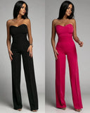 Fashion Tube Top Long Jumpsuit Women Elegant Temperament Tube Top Wide-leg Jumpsuit Women 319-0-Outfit