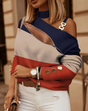 Long-sleeved Chain On Neck Printed Fastener