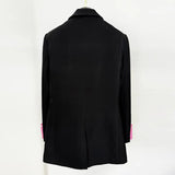 Star Fashion New Double-Dbuted Collar Bow Long Blazer Suit