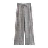 New Hanging Neckless Top Wide Leg Trousers Silk And Trouser