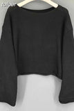 Spring Korean Style Loose Casual Knitted Blouse Women New Chic Curl Solid Short Tops O-neck Pullover Fashion Blusa