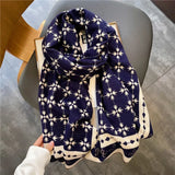 Spring And Autumn Imitation Cashmere Shawl Silk Scarf With Warm Tassel Geometric