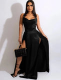 Sexy Backless High Slit Halter Long Evening