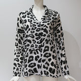 Toloer Autumn Sexy Leopard Print Chiffon Shirt Women's Shirt OL Temperament Commuter