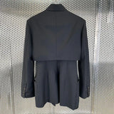 Casual Slim Patchwork Colorblock Blazer Female Long Sleeve Cut Out Fake Two Korean Fashion Jacket For Women