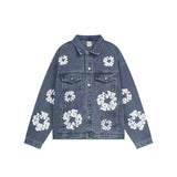High Street Tide Card Letter Printed Loose Jeans Jacket Men's And Women's Same High Street Suit-Outfit