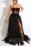 Elegant Sexy Evening Dresses 2023 Party Black Red See Through Lace Mesh Corset Maxi Dress Luxury Evening Gown