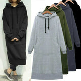 Long Hoodie Casual Solid Color Student's Autumn Winter 2021hoodies Women Baggy Pullover Oversized Sweatshirt