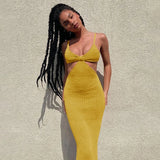 Women Summer Dresses Elegant Hollow Out Bodycon Party Club Dress Sundress Spaghetti Strap Backless Sexy Maxi Dress