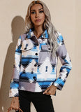 Fashion Print Turndown Collar Long Sleeve
