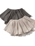 Ballet Girl's Elastic Waist Elasticity Asymmetrical A-lined Mini Skirts With Shorts Underwear Lining Skater Skirts Grey-Outfit