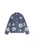 High Street Tide Card Letter Printed Loose Jeans Jacket Men's And Women's Same High Street Suit-Outfit