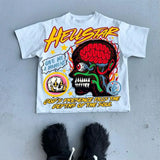 Cartoon Graphic T-Shirt Soho Mortar Goth Super T-Shirt Couple Y2k Top Korean Goth Men's Wear-Outfit
